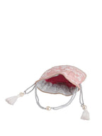 Masq Pink & White Embellished Embroidered Potli Clutch - Distacart
