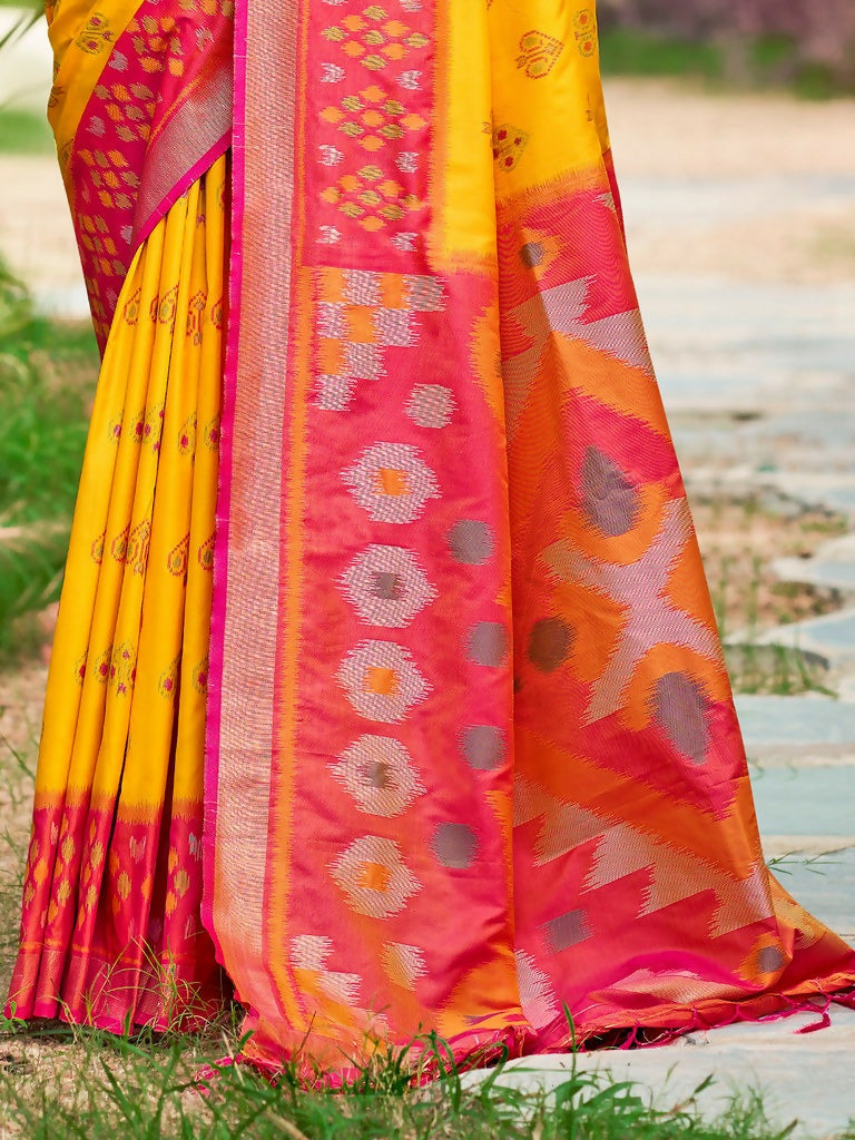 Shree Shyam Fashion Yellow Soft Silk Saree - Distacart