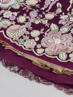 House of Panchhi Burgundy Net Sequins And Thread Embroidery Lehenga Choli & Dupatta