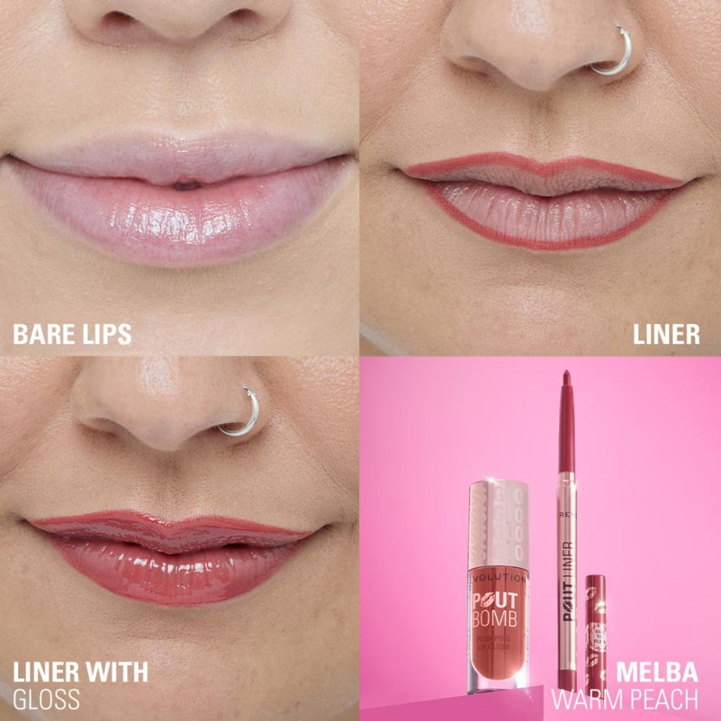 Makeup Revolution Pout Bomb Plumping Lip Liner - Melba Warm Peach