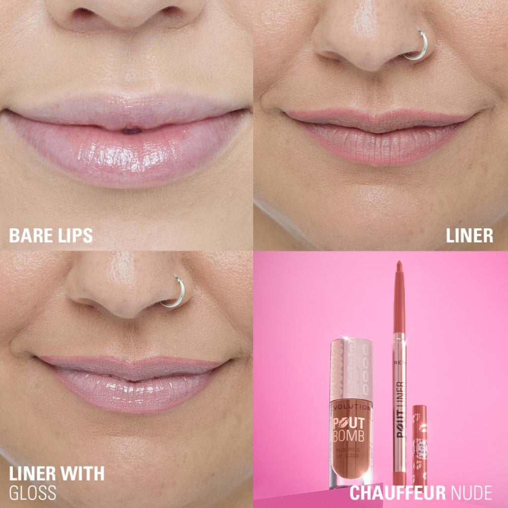Makeup Revolution Pout Bomb Plumping Lip Liner - Chauffeur Nude - Distacart