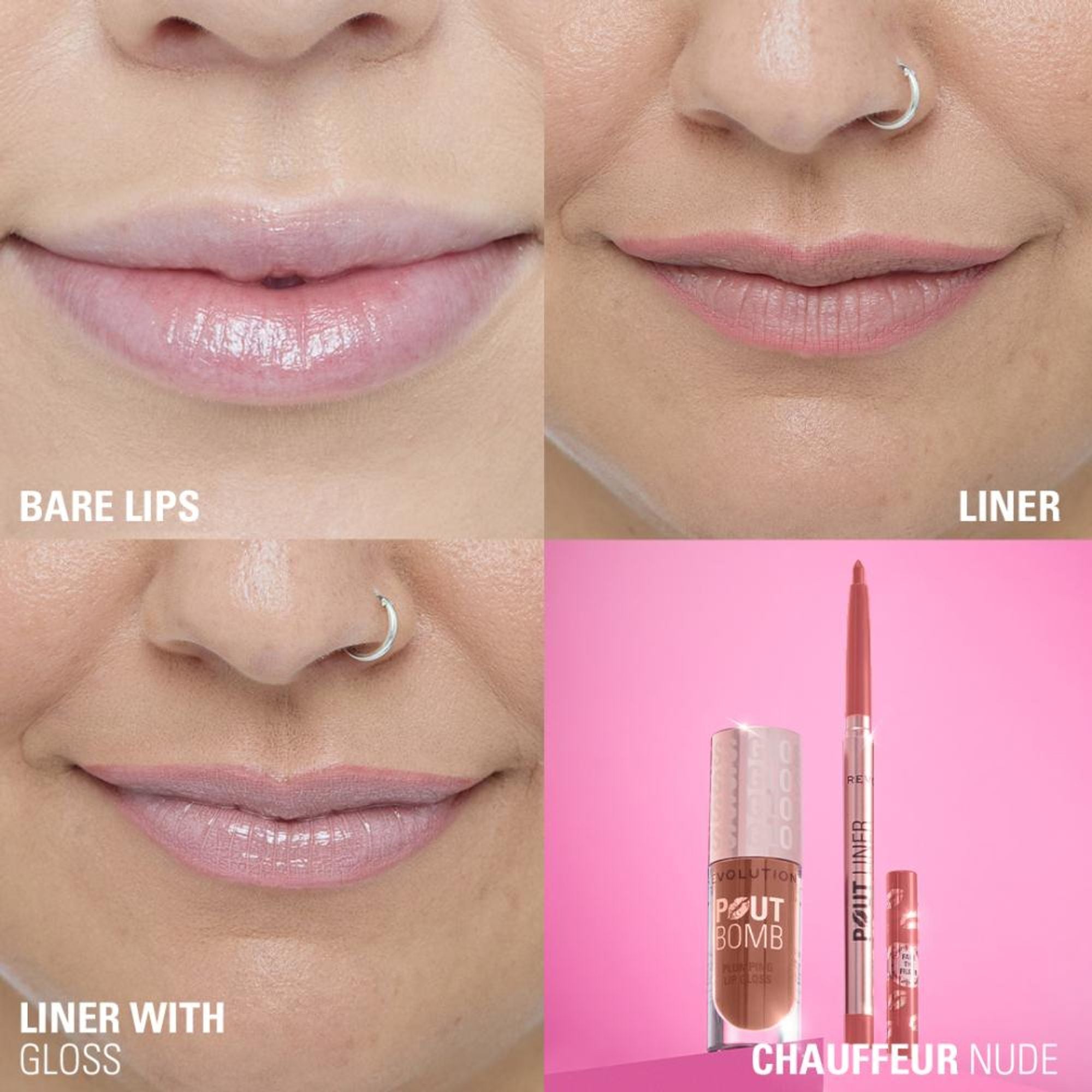 Makeup Revolution Pout Bomb Plumping Lip Liner - Chauffeur Nude - Distacart