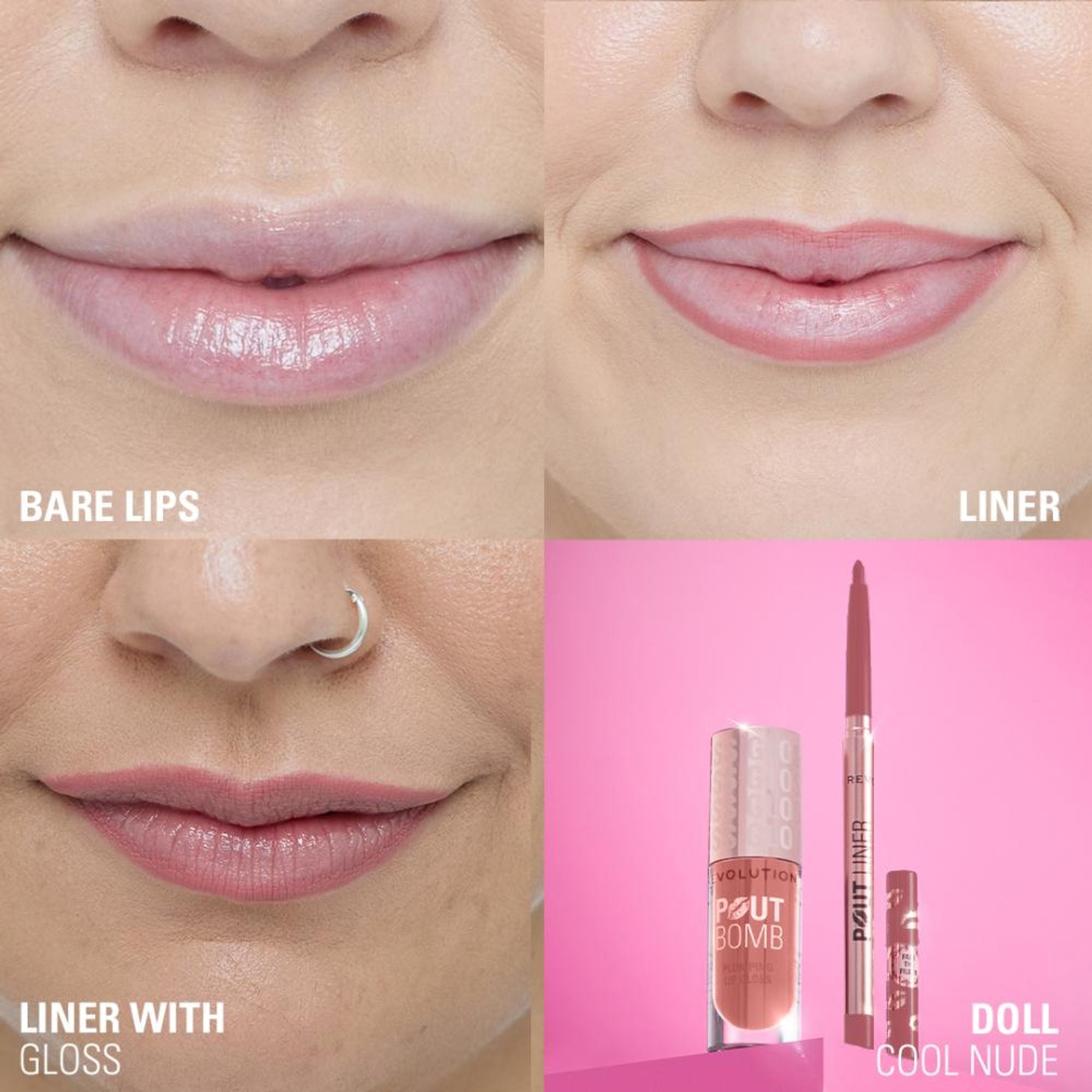 Makeup Revolution Pout Bomb Plumping Lip Liner - Doll Cool Nude