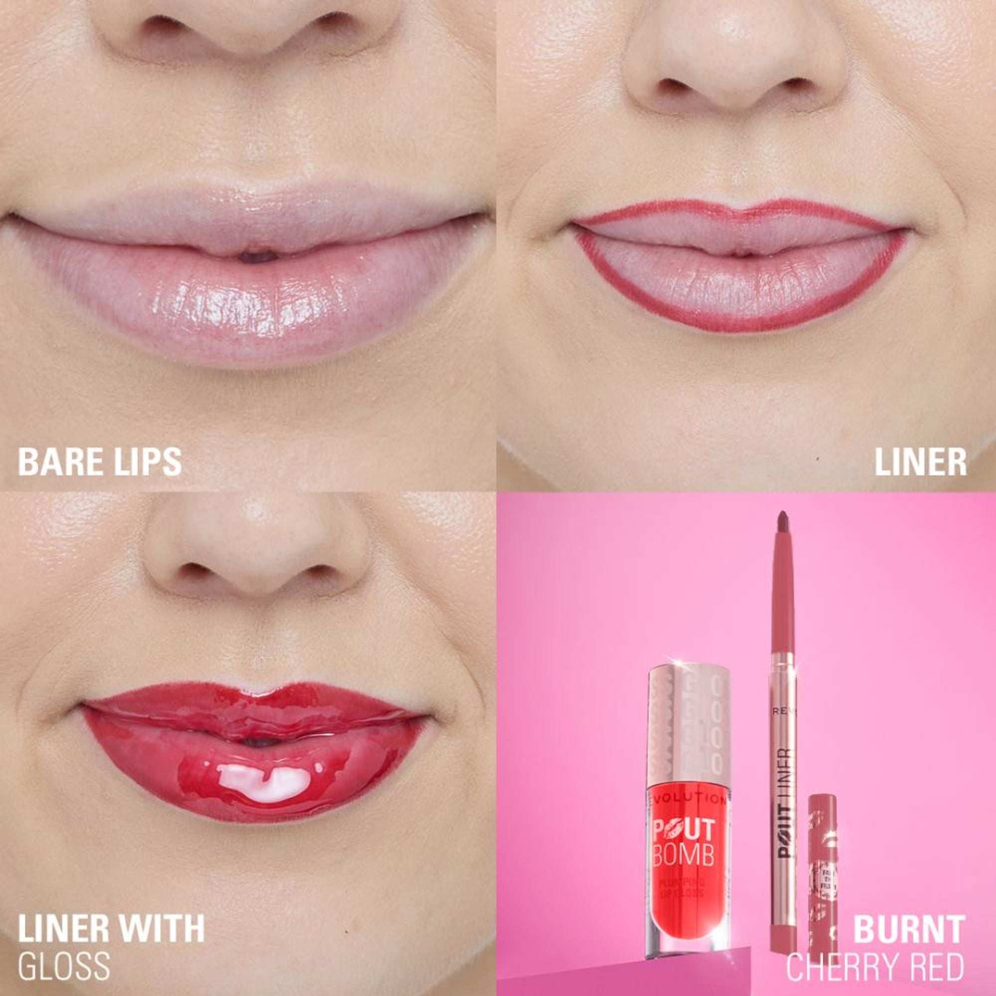 Makeup Revolution Pout Bomb Plumping Lip Liner - Burnt Cherry Red - Distacart