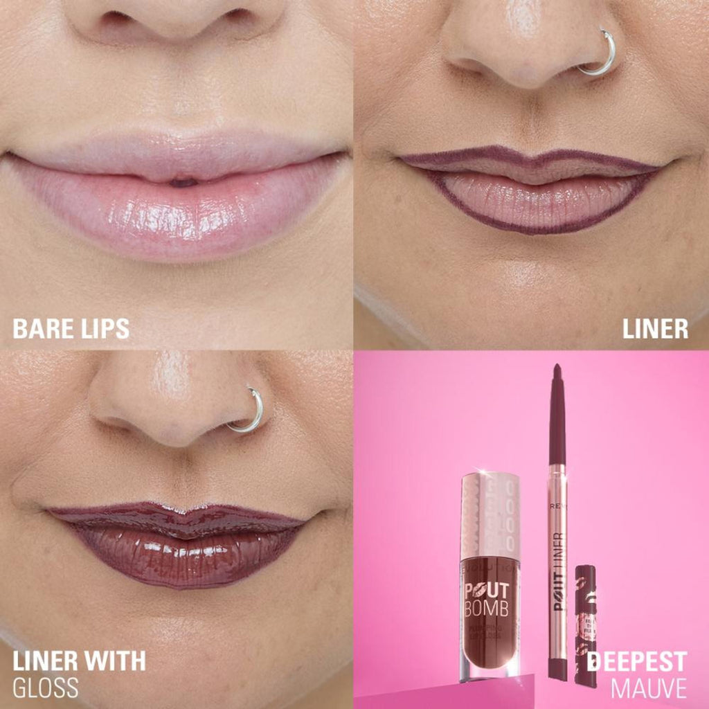 Makeup Revolution Pout Bomb Plumping Lip Liner - Deepest Mauve - Distacart