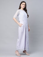 Ahalyaa Womens Blue Crepe & Net Silver Glitter Print Jumpsuit - Distacart
