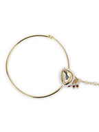 Gold Plated White Kundan Studded Nose Pin With Beaded Extension - Ruby Raang - Distacart