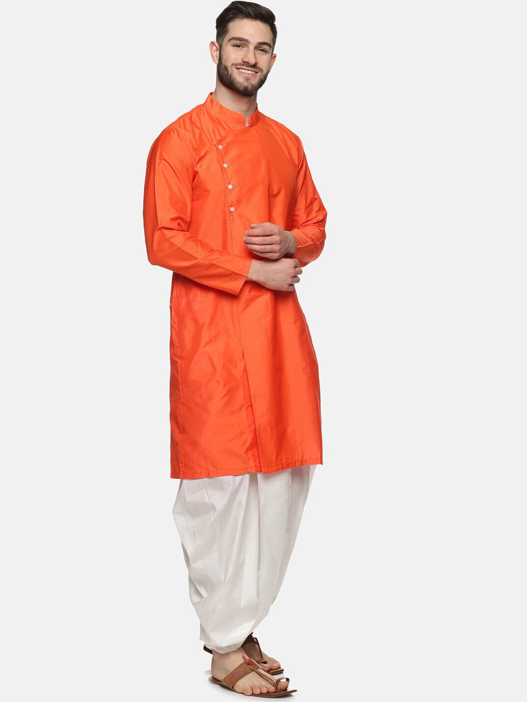 Sethukrishna Men Orange Angrakha Top with Dhoti Pants - Distacart