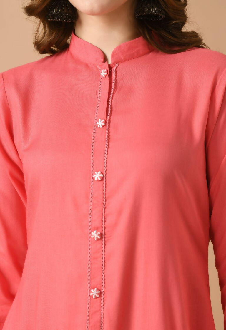 Joban Fashion Coral Cotton Rayon Kurta Set