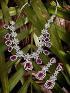 Saraf RS Jewellery Rhodium-Plated Pink AD studded Jewellery Set - Distacart