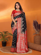 Joban Fashion Banarasi Black Woven Soft Silk Saree - Distacart