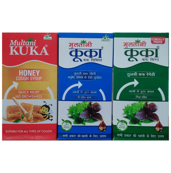 Multani Combo Pack of Kuka Cough Syrup, Kuka Honey & Kuka Cough Liquid Sugar Free
