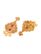 Saraf RS Jewellery Gold-Plated White & Pink American Diamond Studded & Beaded Handcrafted Jewellery Set - Distacart