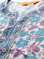 Indo Era Floral Printed Regular Pure Cotton Kurta with Trousers & Dupatta - Distacart