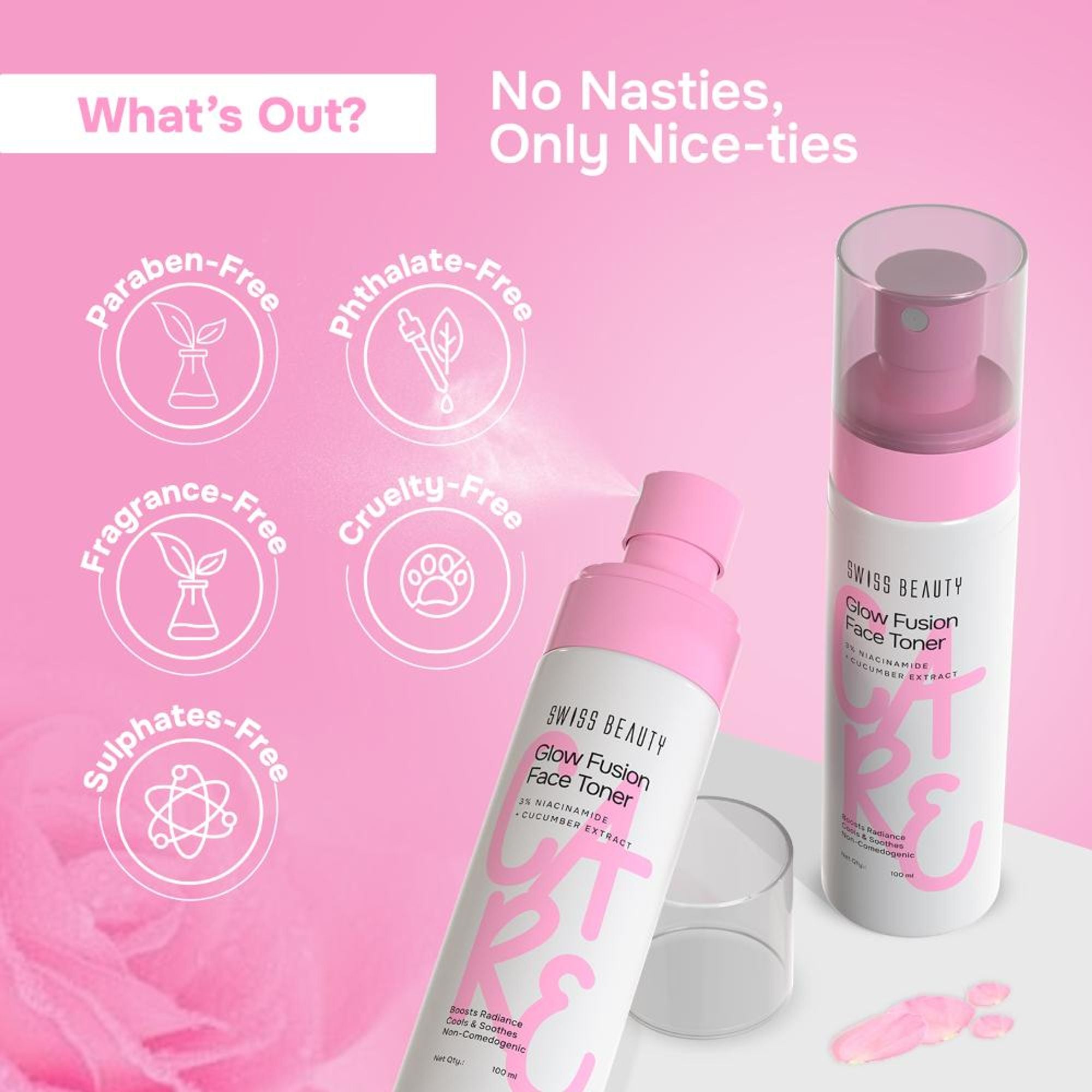 Swiss Beauty Care Glow Fusion Face Toner - 3% Niacinamide & Cucumber Extract - Distacart