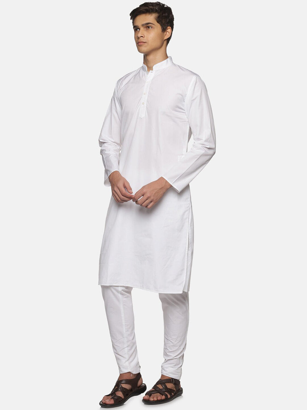 Sethukrishna Men White Pure Cotton Straight Kurta with Pyjamas - Distacart