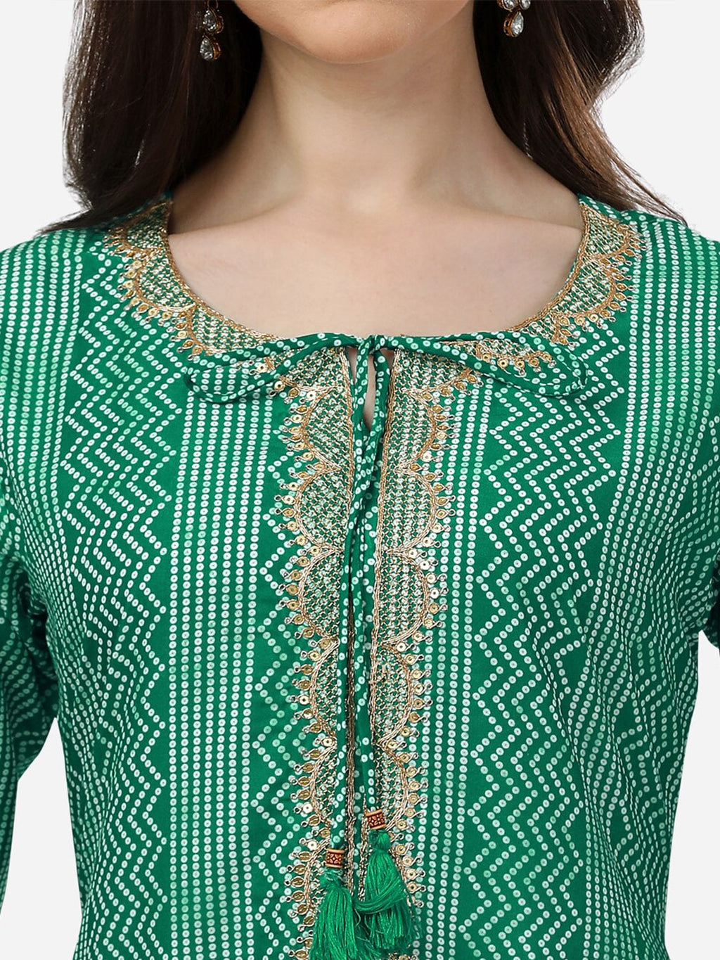 HERE&NOW Bandhani Printed Gotta Patti Kurta