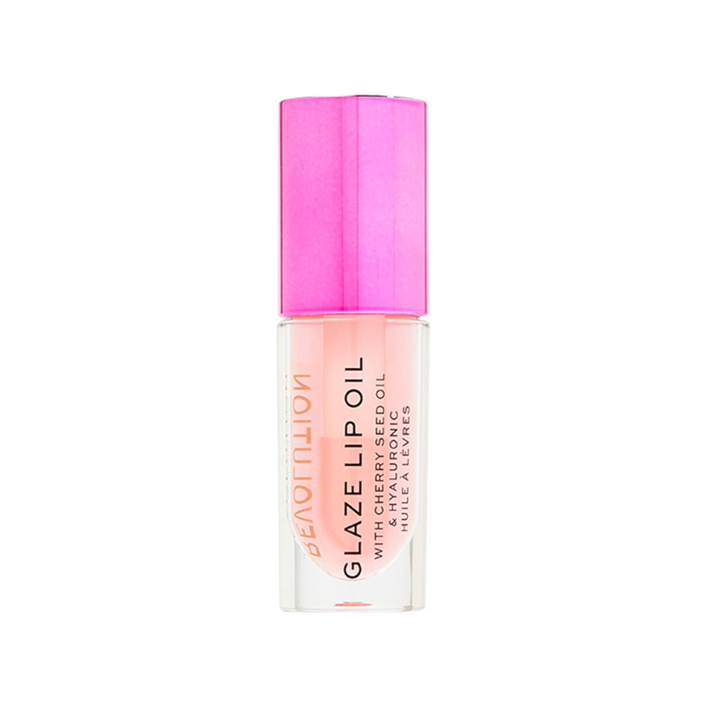 Makeup Revolution Glaze Lip Oil Intense Nourishment With Hyaluronic Acid Vitamin E - Glam Pink - Distacart