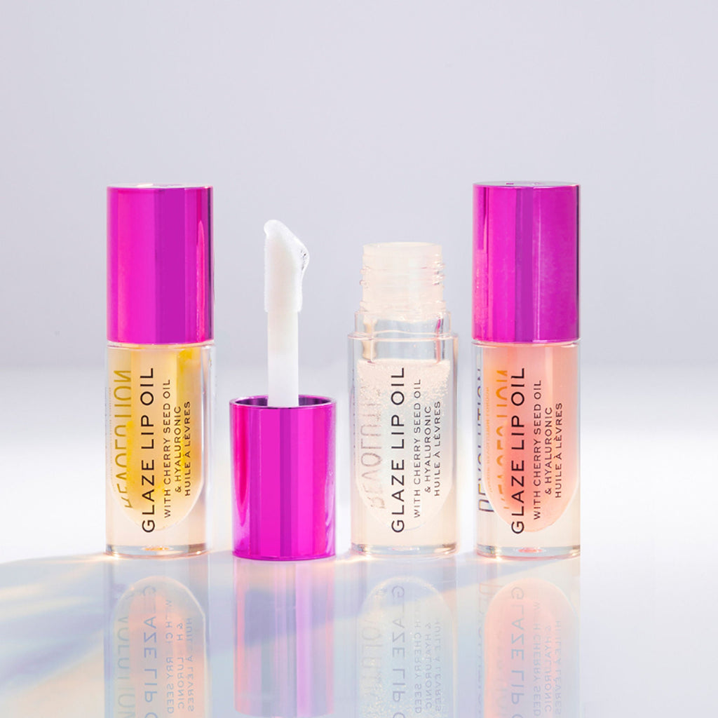 Makeup Revolution Glaze Lip Oil Intense Nourishment With Hyaluronic Acid Vitamin E - Glam Pink - Distacart