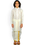 Sethukrishna Boys Cream-Coloured Embroidered Kurta With Dhoti Pants