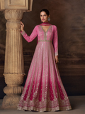 Anaita Pink Real Georgette Stitched Anarkali Suit with Embroidery & Sequence Work - Distacart
