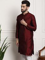 Sojanya Men Maroon Printed Straight Kurta