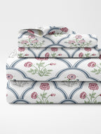 haus & kinder Blue & White Ethnic Motifs 186 TC King Bedsheet with 2 Pillow Covers - Distacart