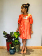 ArthLife Orange Butterfly Embroidered Dress