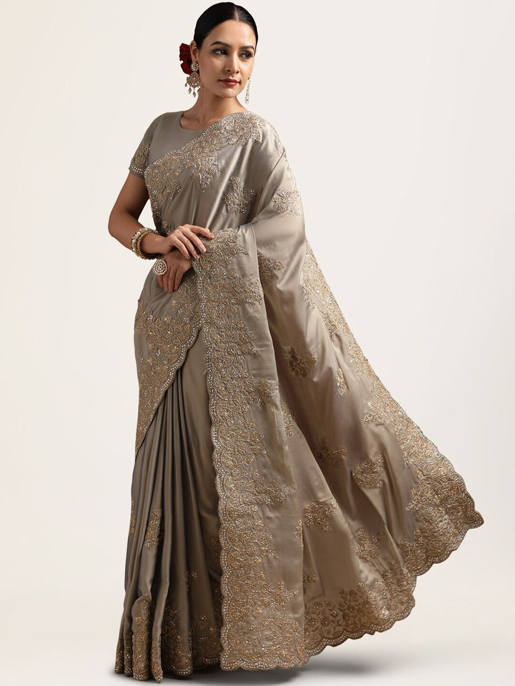 kasee Sequinned Embellished Pure Silk Saree