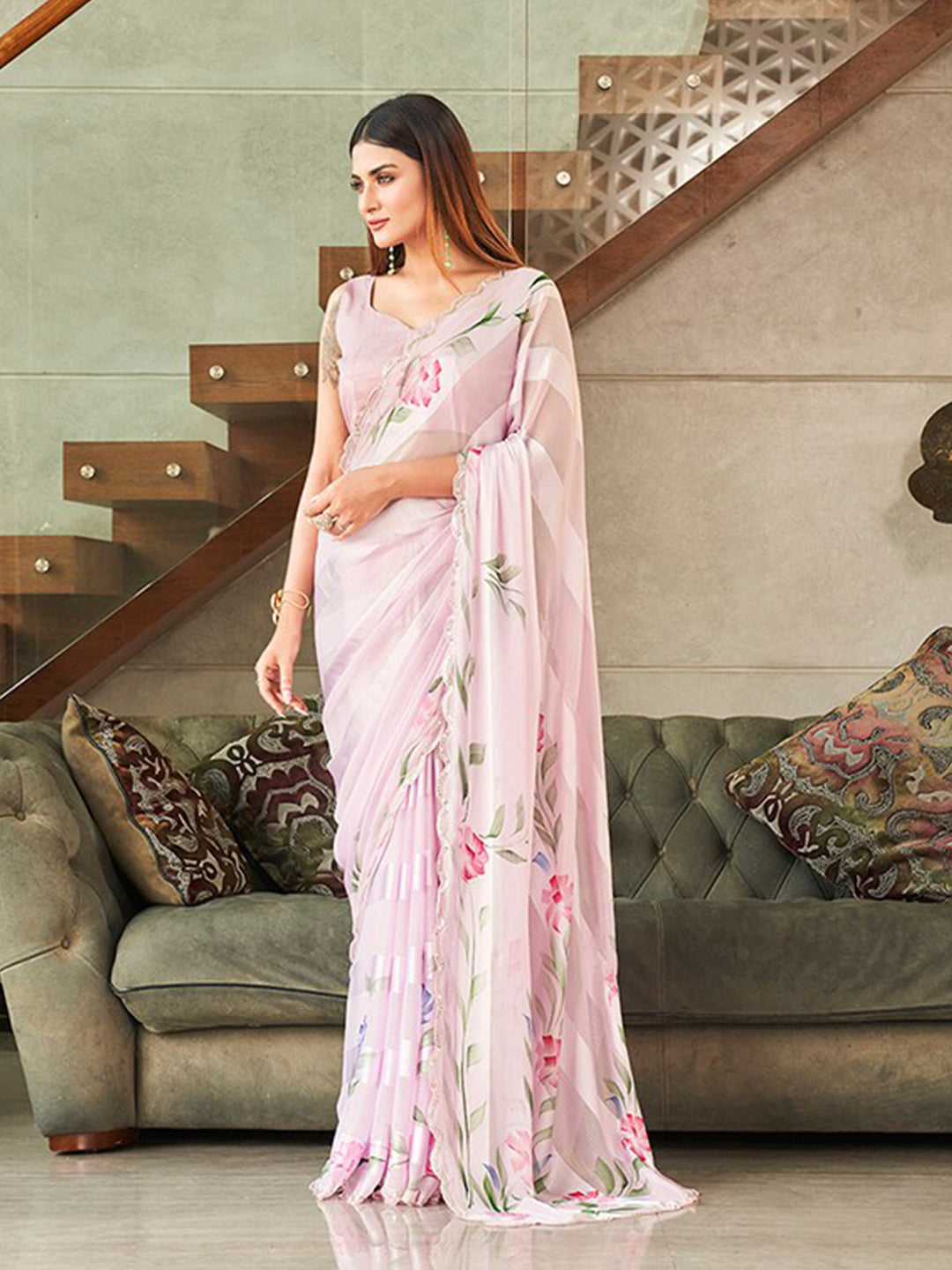 Tikhi Imli Floral Printed Sequinned Saree - Distacart