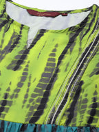 Sangria Women Green Dyed Tiered Kurta with Palazzos