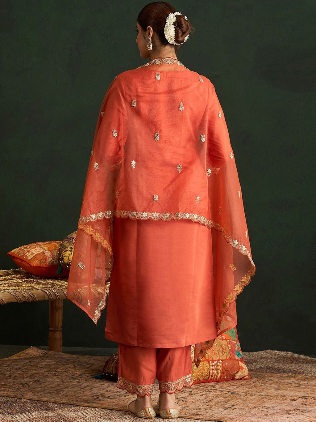 Indo Era Women Ethnic Motifs Embroidered Regular Gotta Patti Kurta with Trousers & With Dupatta - Distacart