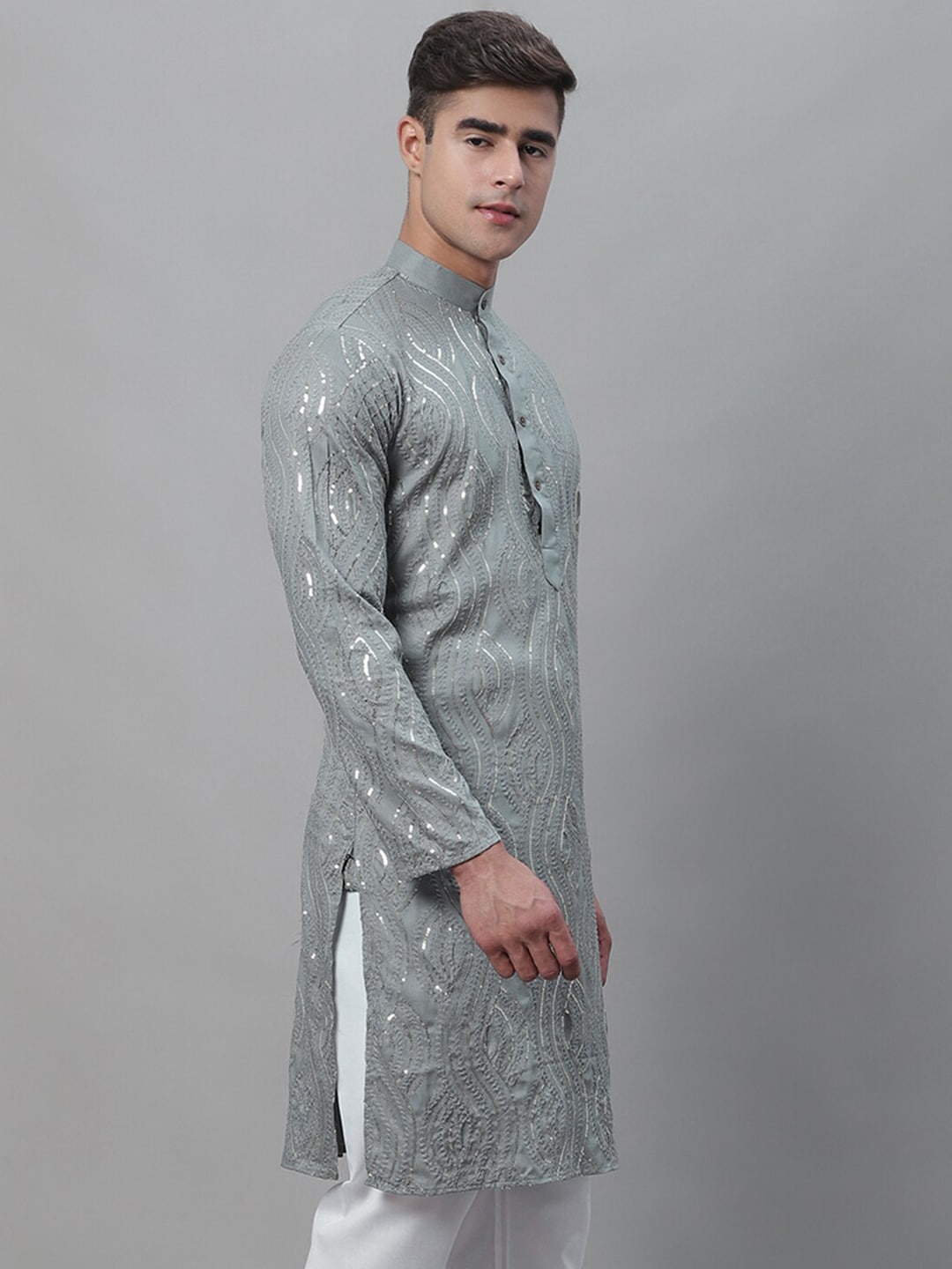 Sojanya Ethnic Motif Embroidered Sequined Work Pure Cotton Kurta