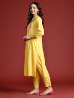 Indo Era Women Embroidered Panelled Mirror Work Pure Cotton Kurta with Trousers & Dupatta - Distacart