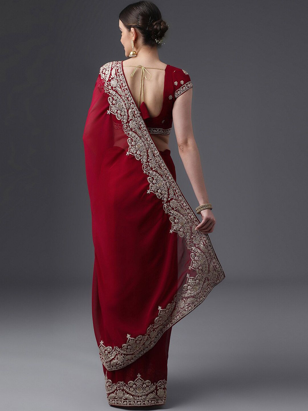 kasee Embroidered Poly Georgette Saree - Distacart