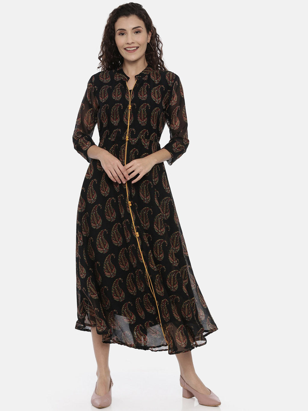 Souchii Women Black Printed A-Line Dress - Distacart