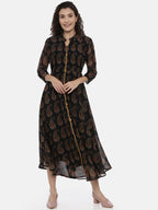 Souchii Women Black Printed A-Line Dress - Distacart