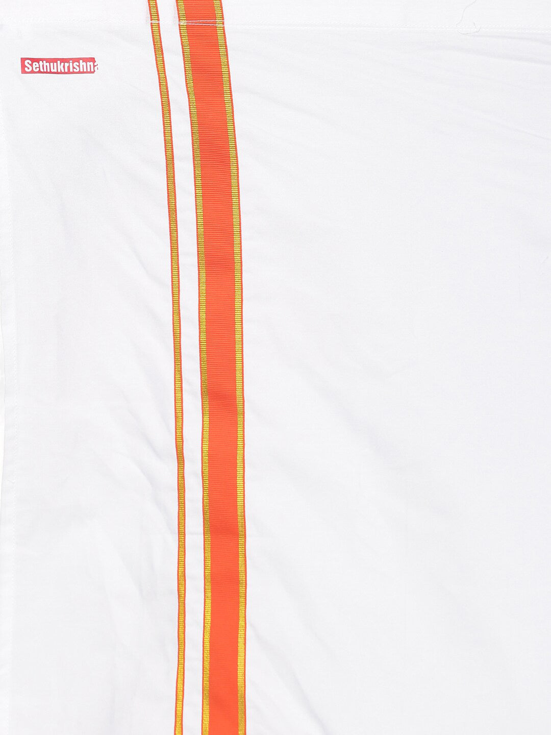 Sethukrishna Boys White Pure Cotton Solid Shirt and Veshti Set
