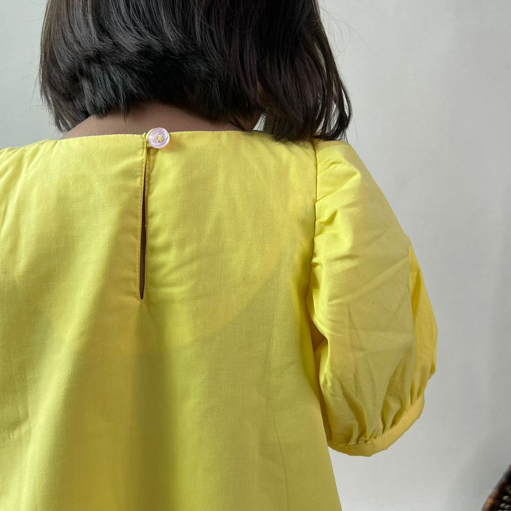 ArthLife Yellow Flower Patch Casual Dress