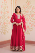 Joban Fashion Maroon Georgette Sequence Embroidery Work Kurta Set - Distacart