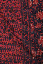 Miravan Women's Plus Size Navy Blue Printed Cotton Anarkali Kurta & Dupatta 