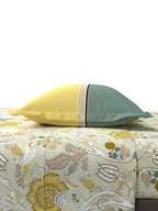 MYTRIDENT Yellow White Floral Cotton 144 TC Queen Bedsheet With 2 Pillow Covers