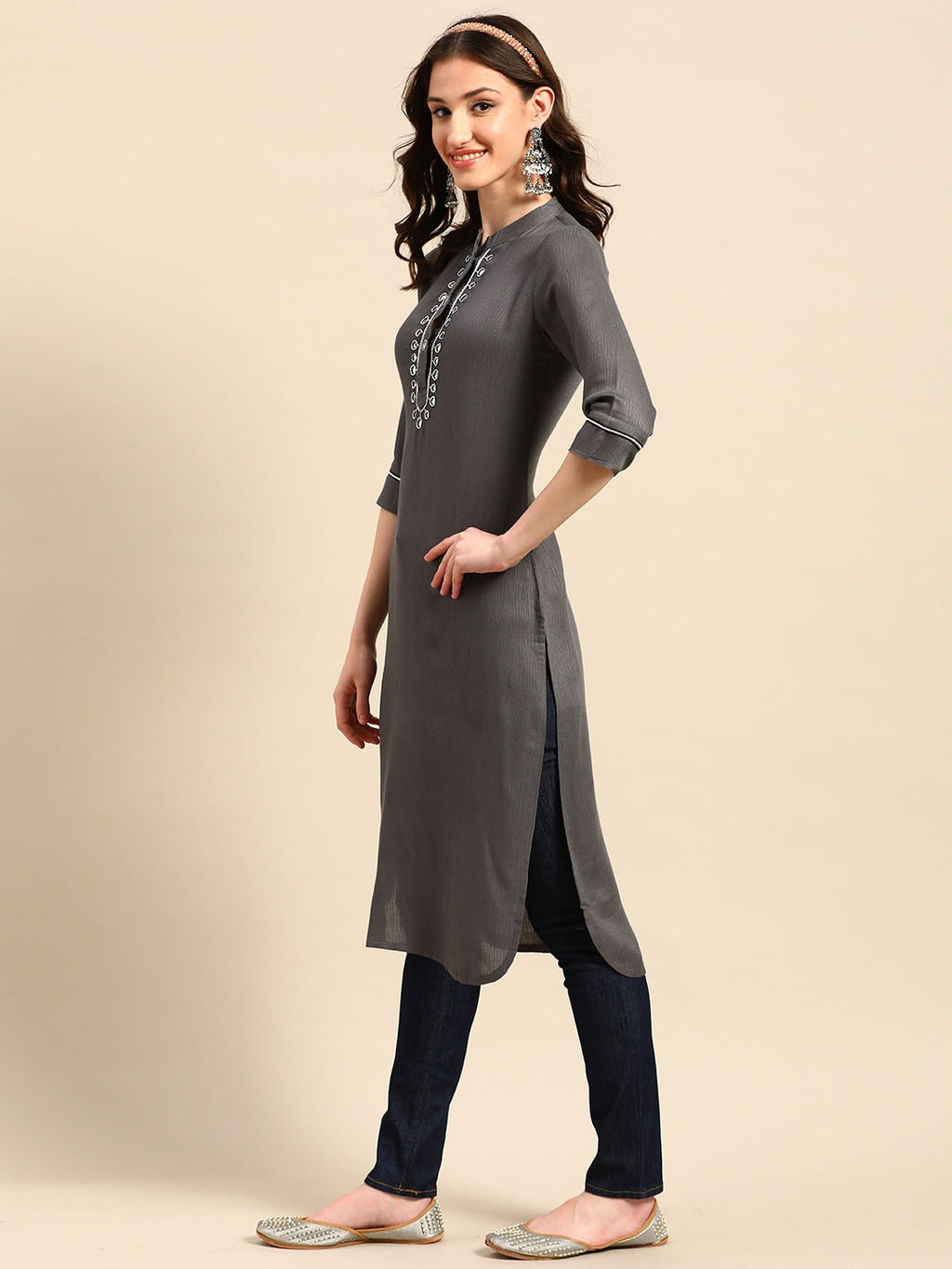 Sangria Yoke Design Mirror Work Kurta
