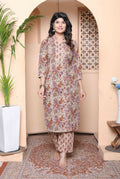 Miravan Womens Pure Cotton Straight Floral Printed Kurta With Palazzo-Multicolor - Distacart