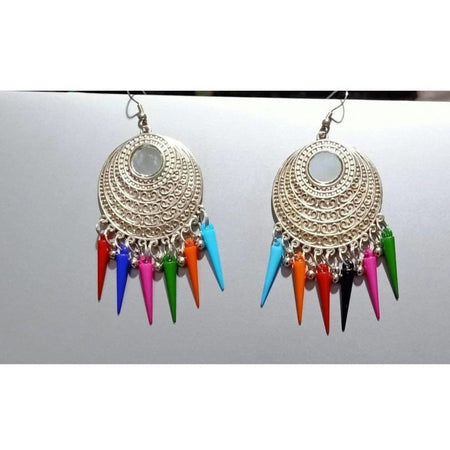 MS Fashion India Silver Color Earrings With Long Beads