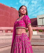 Jyoti Fashion Glamorous Rani Pink Chapat Zari and Dori Embroidered Malai Satin Silk Lehenga Choli with Dupatta