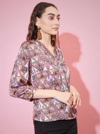 Myshka Women's Multi Printed V-Neck Top
