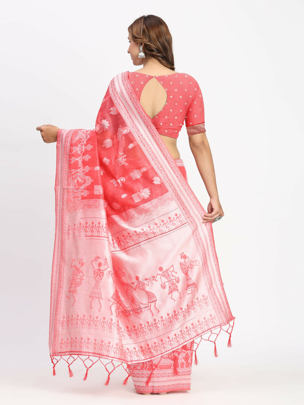 Shree Shyam Fashion Linen Cotton Sky Blue Saree - Distacart