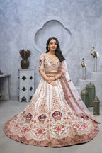 Kesar Fab Purple Silk Embroidered Lehenga