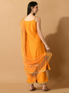 Myshka Women's Yellow Solid Party Kurta Sets